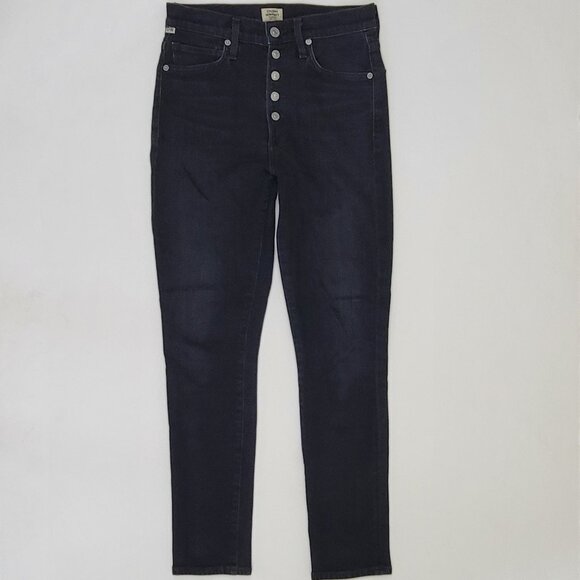 COH Olivia High Rise Exposed Button Slim Ankle Jean in Licorice Black - Picture 1 of 13